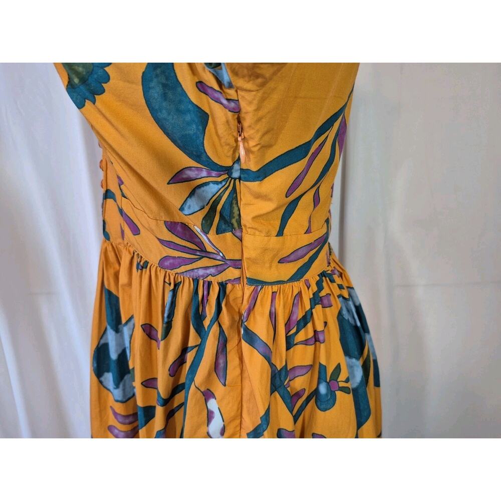Anthropologie Let Me Be Cotton Orange Green Floral Mini Dress NWT XS - Picture 9 of 15